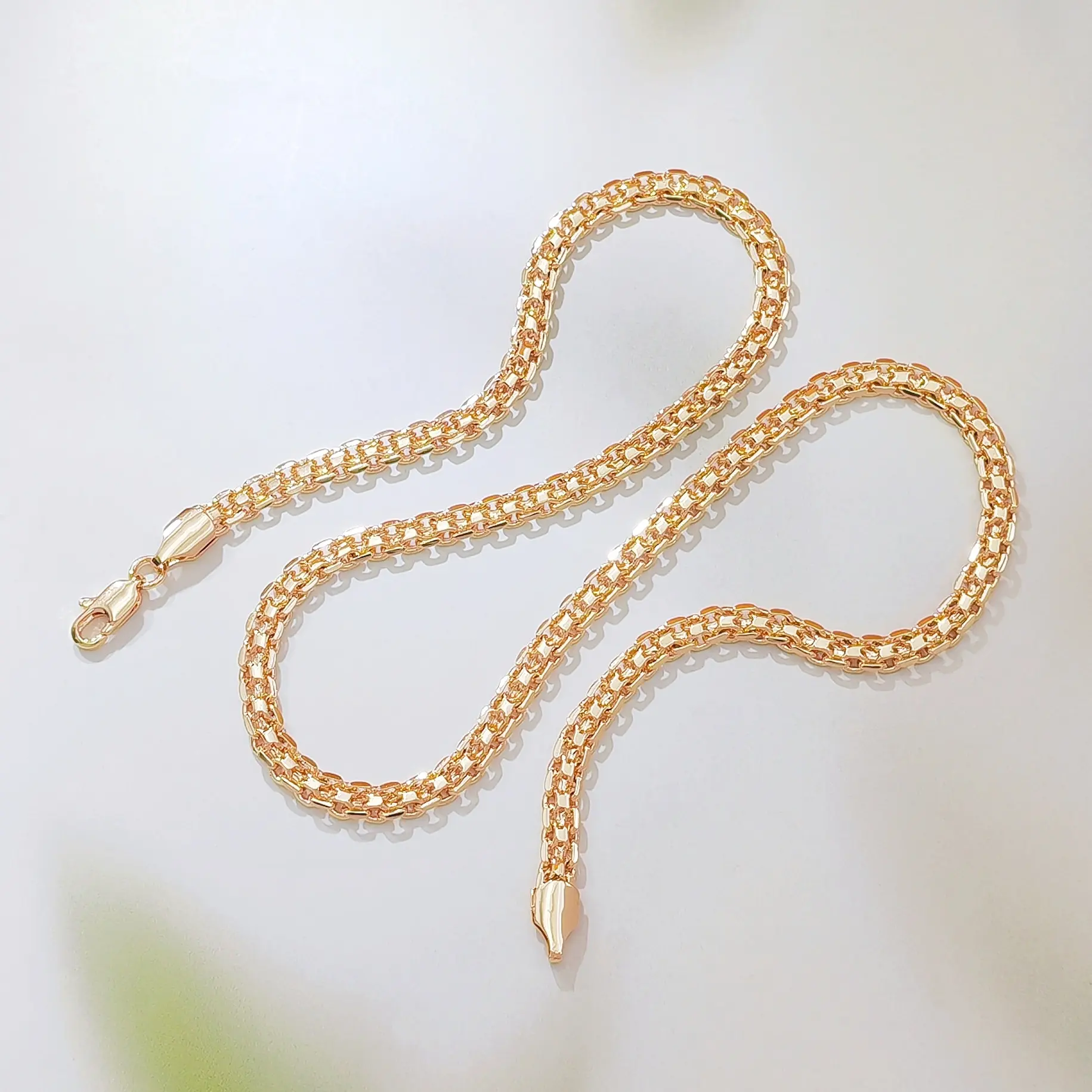 14K Gold Plated Byzantine Chain Necklace, Thick Braided Wheat Link Chain, Durable Shiny Gold Chain for Men Women, 23.62Inch Durable Shiny Gold Chain Lobster Clasp Jewelry