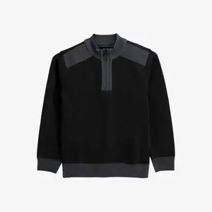 X RAY Boy's Fleece Quarter Zipper Sweater in BLACK/CHARCOAL Size XL