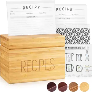 Recipe Box with 50 Recipe Cards and Dividers -  Style Sapele  4x6 Recipe Holder Card Box - Exclusively from the Premier Collection - Fits 240 Cards