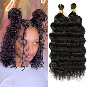 Boho Crochet Braiding Hair 1B Color 12Inch 2 Packs Synthetic Hair Deep Wave Crochet Hair for Women 90g
