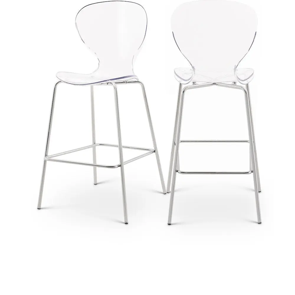 Clarion Chrome Metal Stool, Set of 2