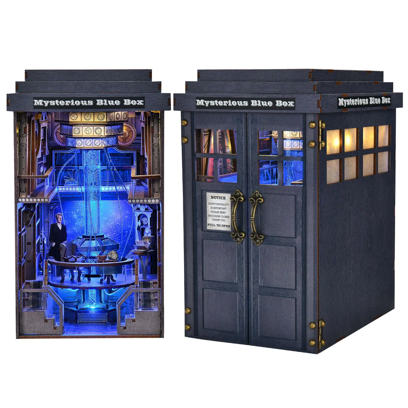 Mysterious Blue Box DIY Book Nook Kit 3D Wooden Sci-Fi Miniature