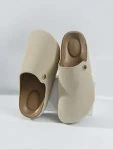 Women's Soft Sole Birkinstyle Shoes, Casual Vintage Style, Height Increasing Half Slip-On, PU Leather, Rubber Sole, All Seasons, Slip On Mules