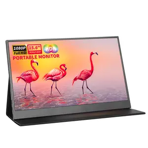 NEW-ReHisk 15.6" inch Portable Monitor IPS panel FHD 1080P HDR gaming monitor for laptop with HDMI USB-C Gaming Monitors Eye Care Computer Second External Monitor dual speakers black for PC Phone PS4 Xbox