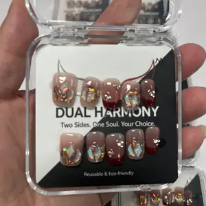 Handmade Light Therapy Wearable Nails New Year Party Nails Wholesale Premium Look Nail Stickers Ultra-Thin