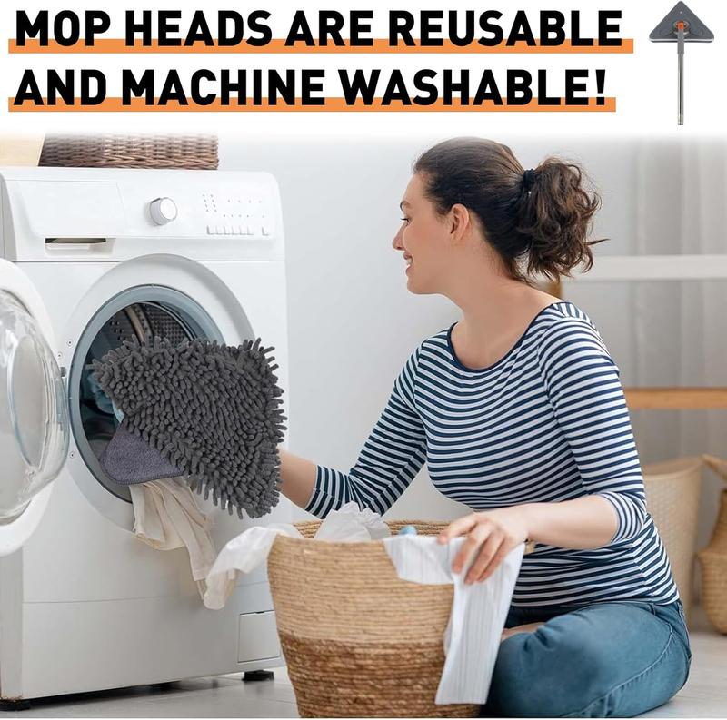 Wall Cleaning Mop with 81 Inch Long Handle Wall Washer Cleaner Tool for Walls Ceiling Fans Dust Baseboards Floors Ceiling Duster with 6 Replacement Pads roll  mops