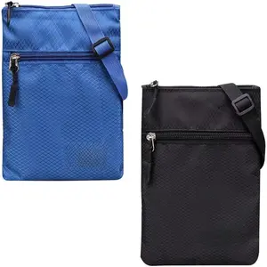 2 Pack Crossbody Bag Phone Purse with 2 Zipper Pouch Lightweight Fabric Compact Shoulder Purses Tally Mini Handbag Wallet Storage Organizer for iPhone Cell Phones Coin Key Men Women