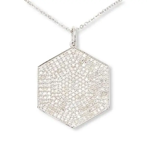 Colleen Lopez 1.46ctw Pavé White Diamond Hexagon Pendant with Chain