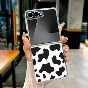Edgy Cow Spot Design  Phone Case  for Samsungand Motorola Razr ZFLIP3/ ZFLIP4/ ZFLIP5/ ZFLIP6/ ZFLIP7/ZFOLD3/ZFOLD4/ZFOLD5/ZFOLD6/ZFOLD7 Shockproof Protective Bumper Cute 3D Curly Edge Abstract Heart Pattern Trendy Aesthetic Gift for Women shar