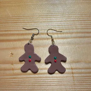 Gingerbread Man Clay Christmas Dangle Earrings