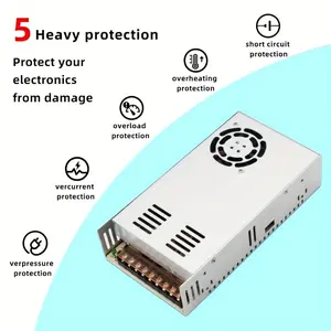 1PC Low-voltage transformer AC220V to 12V/24V, 360W low-voltage power supply, suitable for 12V/24V LED lighting fixtures, cameras and other equipment, Installation