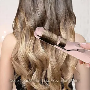 Ceramic 360° Airflow Styler 2-in-1 Curling Iron For Lasting Curls - Anti-Scald Curling Wand, 5 Temps Adjustable - 360° Cool Air For Long Short Hair, Flat Iron Hair Straightener And Curler