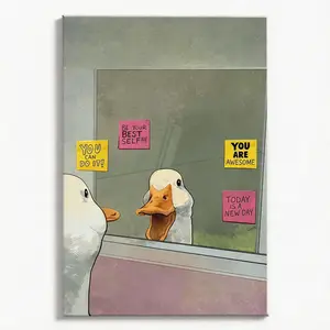 Cute Duck Motivational Wall Art Funny Animal Poster Positive Quote Canvas Print Aesthetic Room Decor Inspirational Wall Decor for Bedroom Office Kids Room Decor Self Love Quote Wall Art Cute Wall Hanging Unique Gift Idea for Friends Family Teens