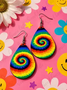 Rainbow Tie Dye Teardrop Earrings
