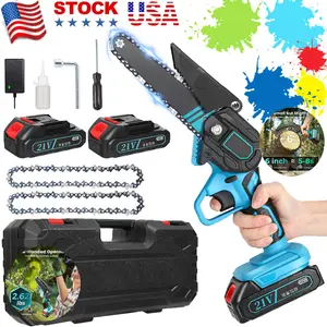 Mini Chainsaw Cordless 6-inch, Portable Handheld Electric Chain Saw with 2x3000mAh Large Batteries, Battery Powered Chainsaw Garden Tools for Wood Cutting Tree Trimming, Best Gifts for Dad, Husband