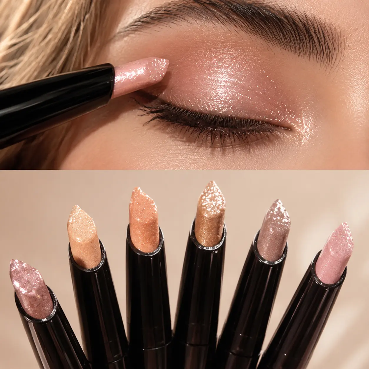 HERORANGE 6-Piece Multichrome Eyeshadow Stick Set, Golden & Rainbow Glitter Shades, Waterproof, Crease-Proof, Long-Lasting, 1-Swipe Application, Alcohol-Free, Easy Blending Makeup, Ideal for Mardi Gras Teens, Eyeshadow Set, Gluten Free, Limited Edition, C