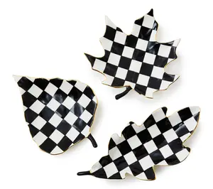 MacKenzie- Childs Set of 3 Leaf Courtly Check Trinket Trays