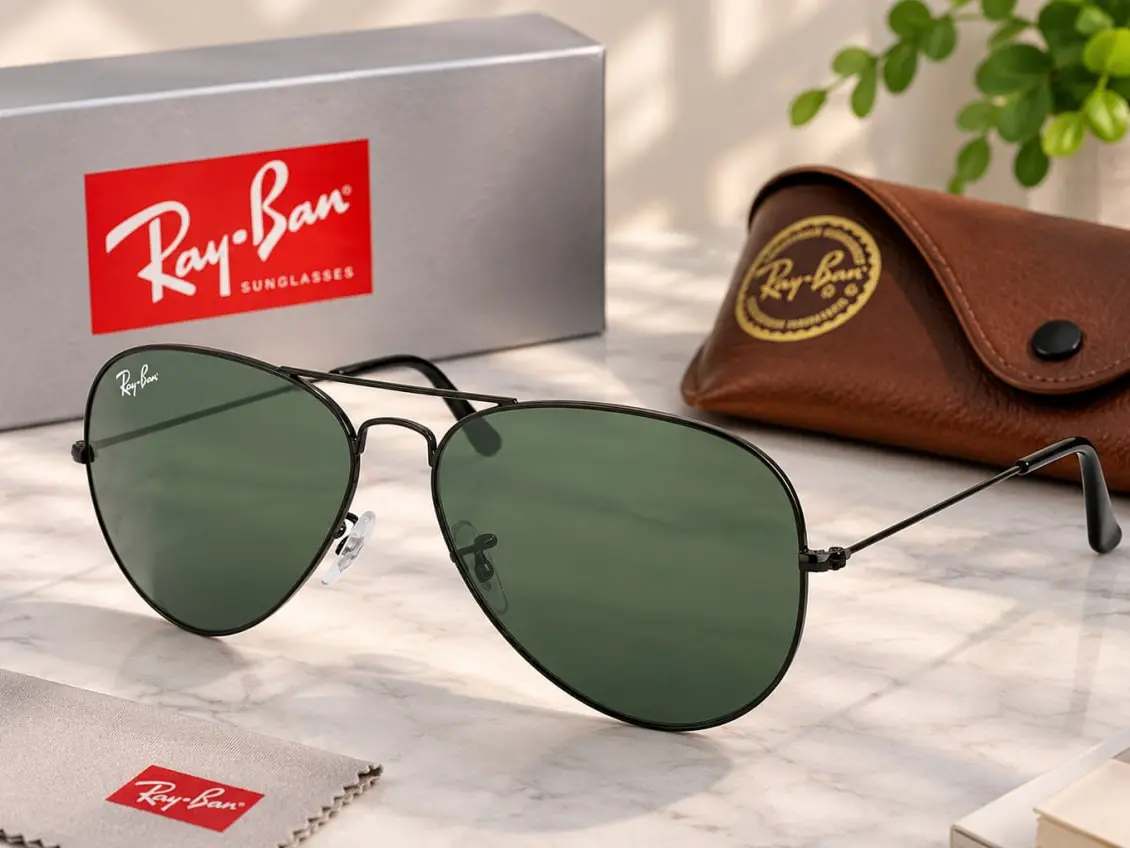 Ray-Ban Clubmaster Style Polarized Sunglasses for Men & Women UV400 Classic Black Gold Frame Retro Fashion Eyewear