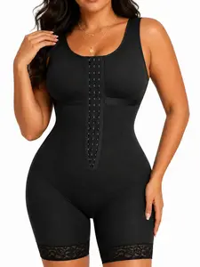 1 Count Women's 3-Row Hook Closure Body Shaper,  Colombian Shapewear, Fajas,U-Neck Body Shaperwear, Shapewear Bodysuit, Lace Trim Contouring Jumpsuit, Open Crotch Bodysuit, Hips Enhancing Shapewear, Ideal For Everyday Wear & Special Occasions