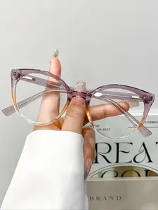 New Fashion Cat Eye Flat Mirror Glasses, High Quality Frame Insert Design, Trendy Street Style Eyewear for Men & Women Daily Wear, Fashion Eyeglasses, Trendy Casual Eyeglasses