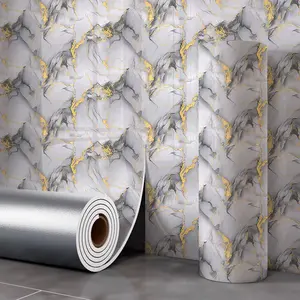 Marble Tile Wall Stickers, Self-Adhesive Waterproof Wallpaper, Anti-Static Xpe Material, Easy Home Installation, Suitable for Kitchen, Bathroom & Living Room