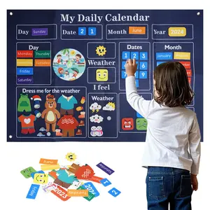 Children's Weather Calendar Schedule, 64pcs/set Year, Month, Day, Weather, Season, Month Teaching Calendar Poster, Family Interactive Wall Mounted Toy, Classroom Supplies Charts