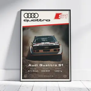 Audi Quattro S1 Rally Vintage Poster - 80S Motorsport Art For Car S And Men