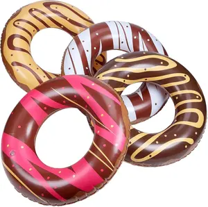 Donut Pool Floats - 4 Pack - 20 Inch - Inflatable Floaties for Kids - Fun Summer Water Toy for Pool Parties and Decorations