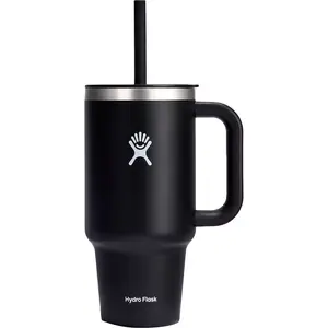 Hydro Flask 32oz Travel Tumbler with Lid & Straw - Stainless Steel, Insulated, Leak-Resistant, Cup Holder-Friendly, Durable Design - Bottle, Drinkware black