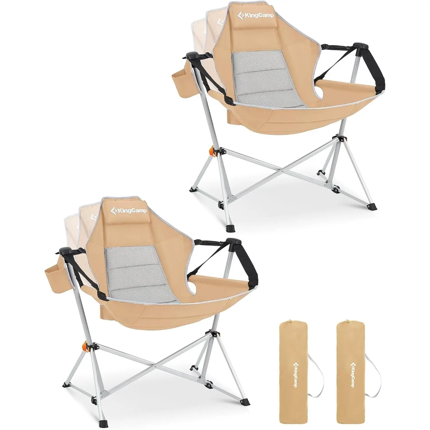 KingCamp Hammock Camping  - Oversized Heavy-Duty Foldable  for Adults (400lbs Max Capacity), Portable Swinging Rocker with Aluminum Alloy Frame, Cup Holder for Outdoor Camping, Beach Use, Foldable , Aluminum  picnic