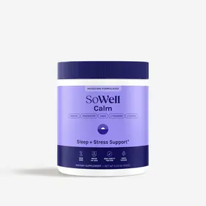 SoWell Calm Sleep & Stress Support - Non-GMO Vegan Dietary Supplement for Better Sleep, Reduced Anxiety, and Balanced Emotions - 4.23 oz