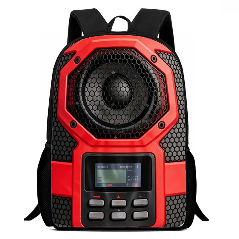 Cool Speaker Print Backpack for Men Teens, Large Capacity Student School Bag, Trendy Unique Graphic Daypack, Casual Travel Backpack for Music Lovers