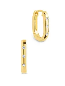 Sterling Forever Casey Rectangular CZ Hoop Earrings - Elegant Design for Everyday Wear