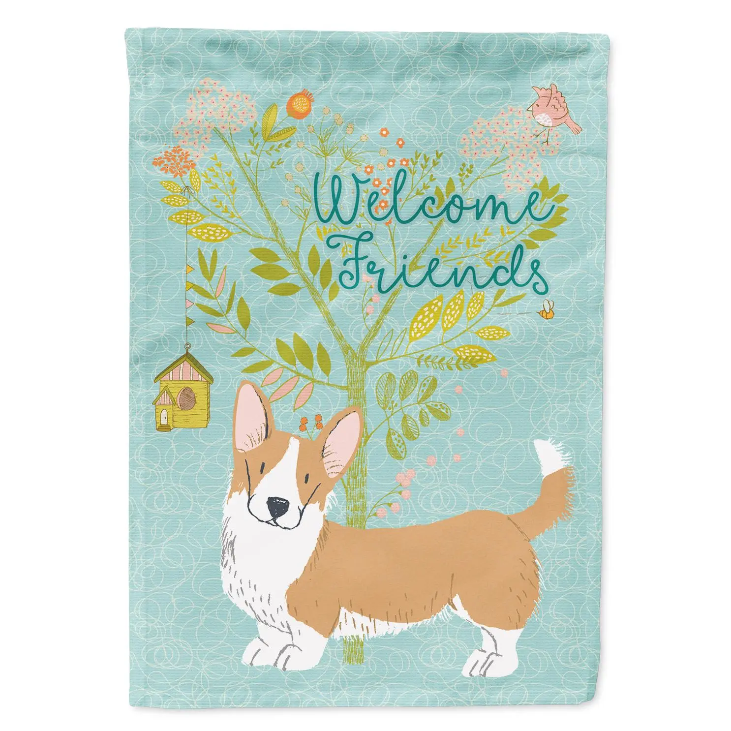 Welcome Friends Cardigan Welsh Corgi Red Garden Flag Mailbox Decorative Yard Banner Outside Patio Artwork for Flower Beds, Garden Size, Multicolor