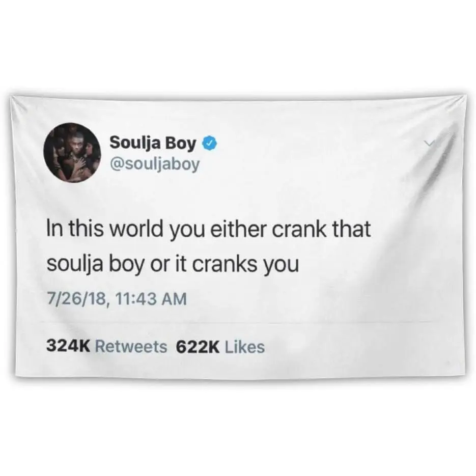 Soulja boy Funny Tapestry 40x60 IN Tapestry Funny Meme Flag Wall Hanging Window Design for Bedroom Gift Home Man Cave Decor Dorm Decoration