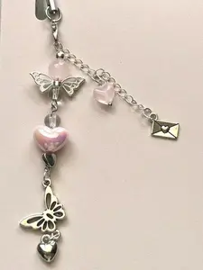 Delicate Bow Heart Keychain For iphone Creative Lanyard Key Chain Bag Phone Pendant Chain Y2K Jewelry ﻿Girls Gift