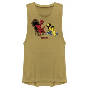 Junior's Marvel: Deadpool & Wolverine Glass Slipper Festival Muscle Tee
