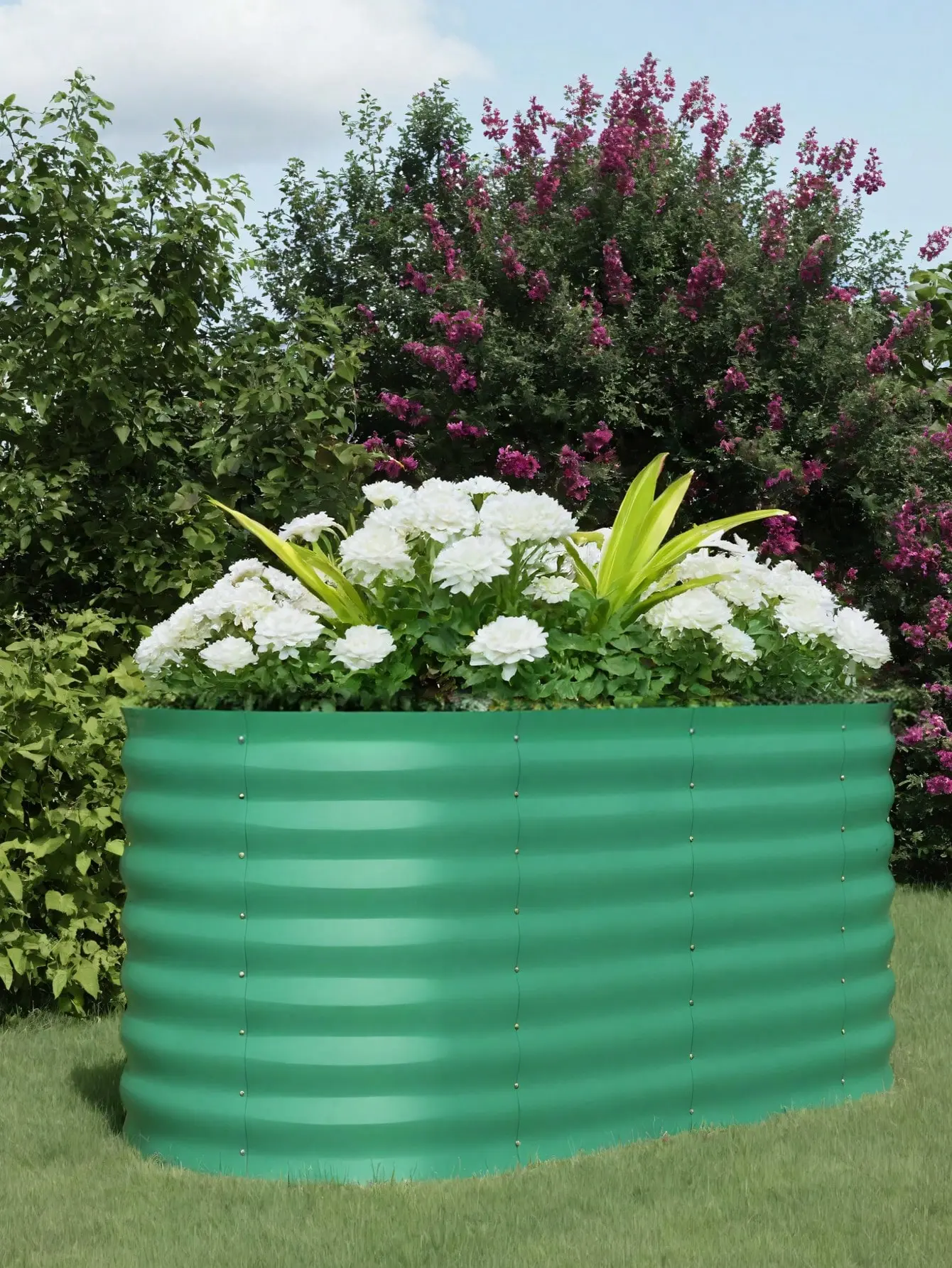 Gaomon Galvanized Steel Rectangular Raised Bed - 4x2x2Ft (36in Height) Elevated Planter Box with Removable Drainage Mesh, Deep Root Support, No-Bend Design, Matte Powder Coat, Tool-Free Assembly for Indoor/Outdoor Vegetables, Herbs Gardening