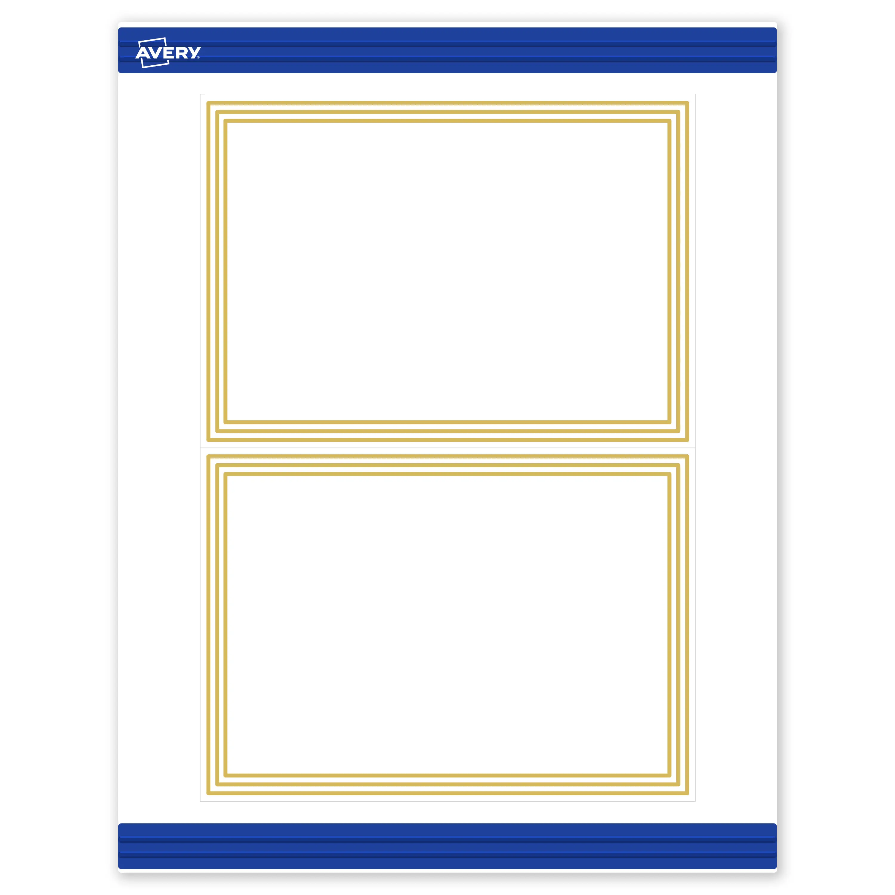 Avery Printable Rectangle Invitation Cards, 5" x 7", Matte White, Pre-printed Multi-Lined Gold Border Design, Sure Feed Technology, Laser & Inkjet Compatible, 40 Total