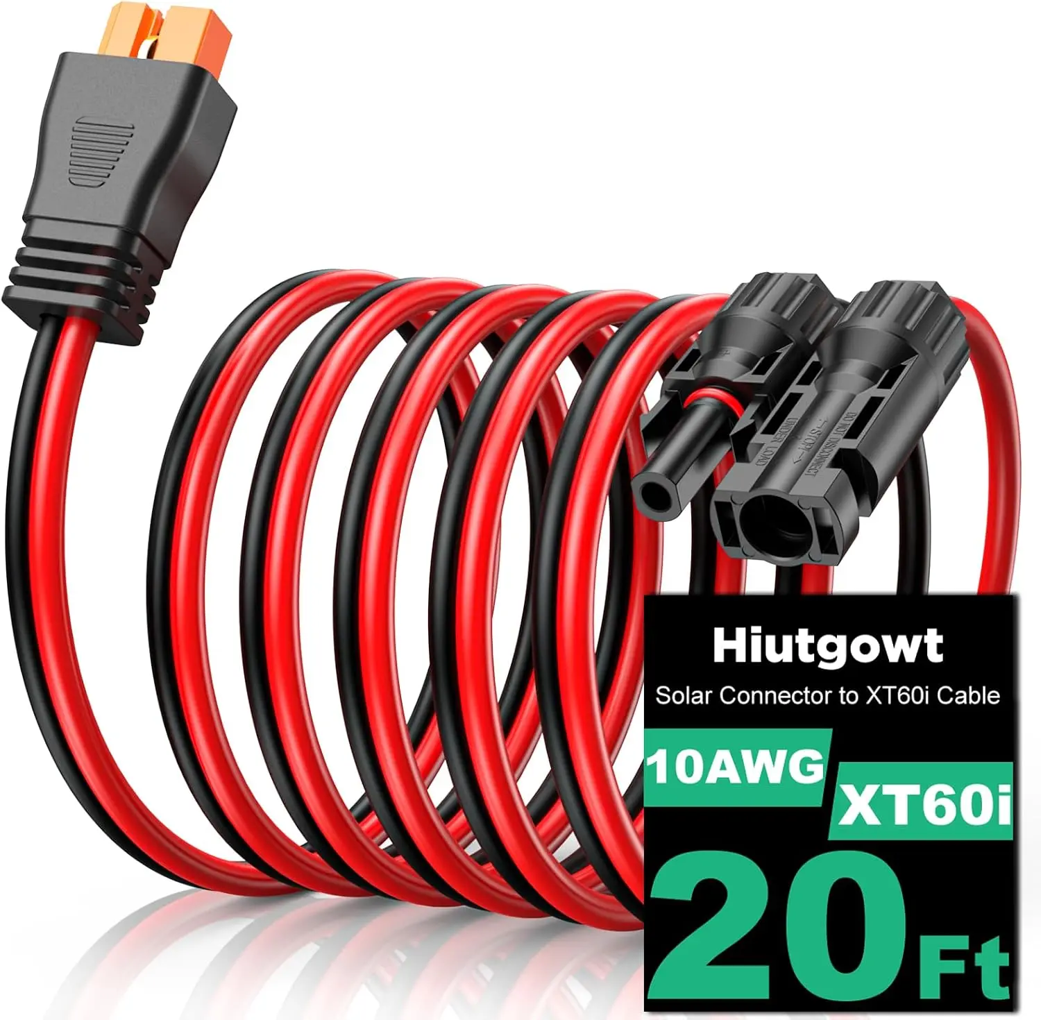 10AWG XT60i Solar Cable 20FT, Solar to XT60i Cable 3 10 15 25 30 40 50FT, Solar Panel Connector to XT60i Extension Cable, XT60i Charging Cable for Portable Power Station