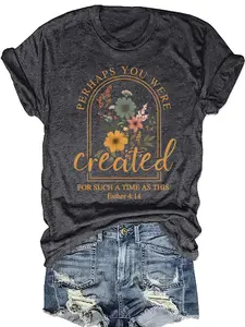 [Floral Quote T-Shirt] Soft Polyester Blend Floral Inspirational Quote Women's T-Shirt - Crew Neck, Short Sleeve, Machine Washable - Perfect for Any Season
