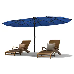 13 FT Rectangular Patio Umbrella, Outdoor Patio Umbrella, Double-Sided Market Table Umbrella with UPF 50+ Fade-Resistant Polyester Canopy for Deck, Market, Backyard