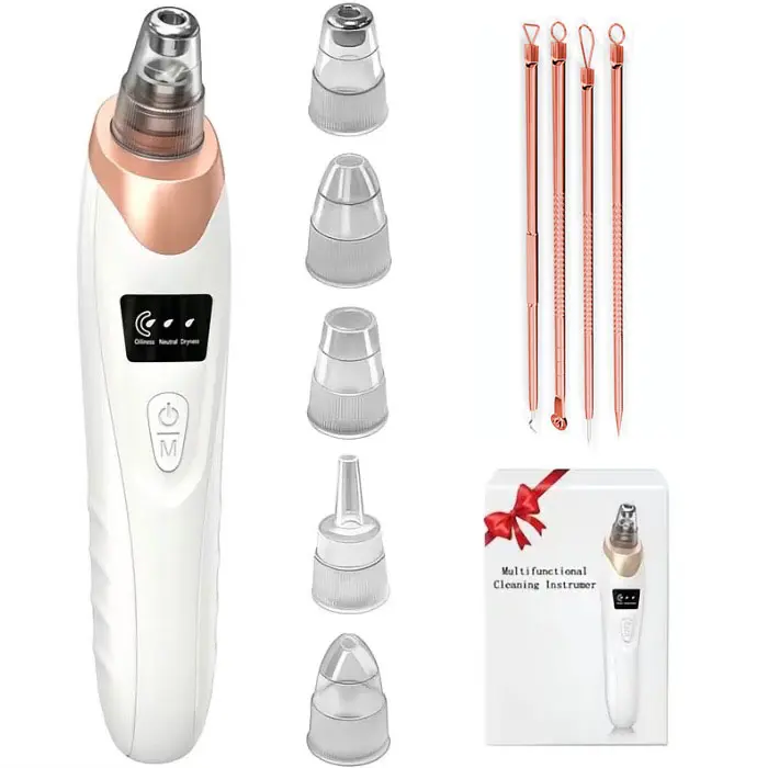 Electric Blackhead Cleaning Machine, Blackhead Vacuum Cleaner, Blackhead Remover, 1 Box Rechargeable Facial Pore Cleaner & Accessories, Blackhead Removal Tools, Professional Facial Deep Cleansing Instrument, Blackhead Removal Products On Face