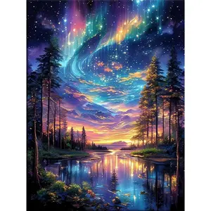DIY Diamond Painting Kit Aurora Landscape Home Decor Full Drill 30x40cm/40x50cm, DIY Supplies Type, Perfect for Home Decoration