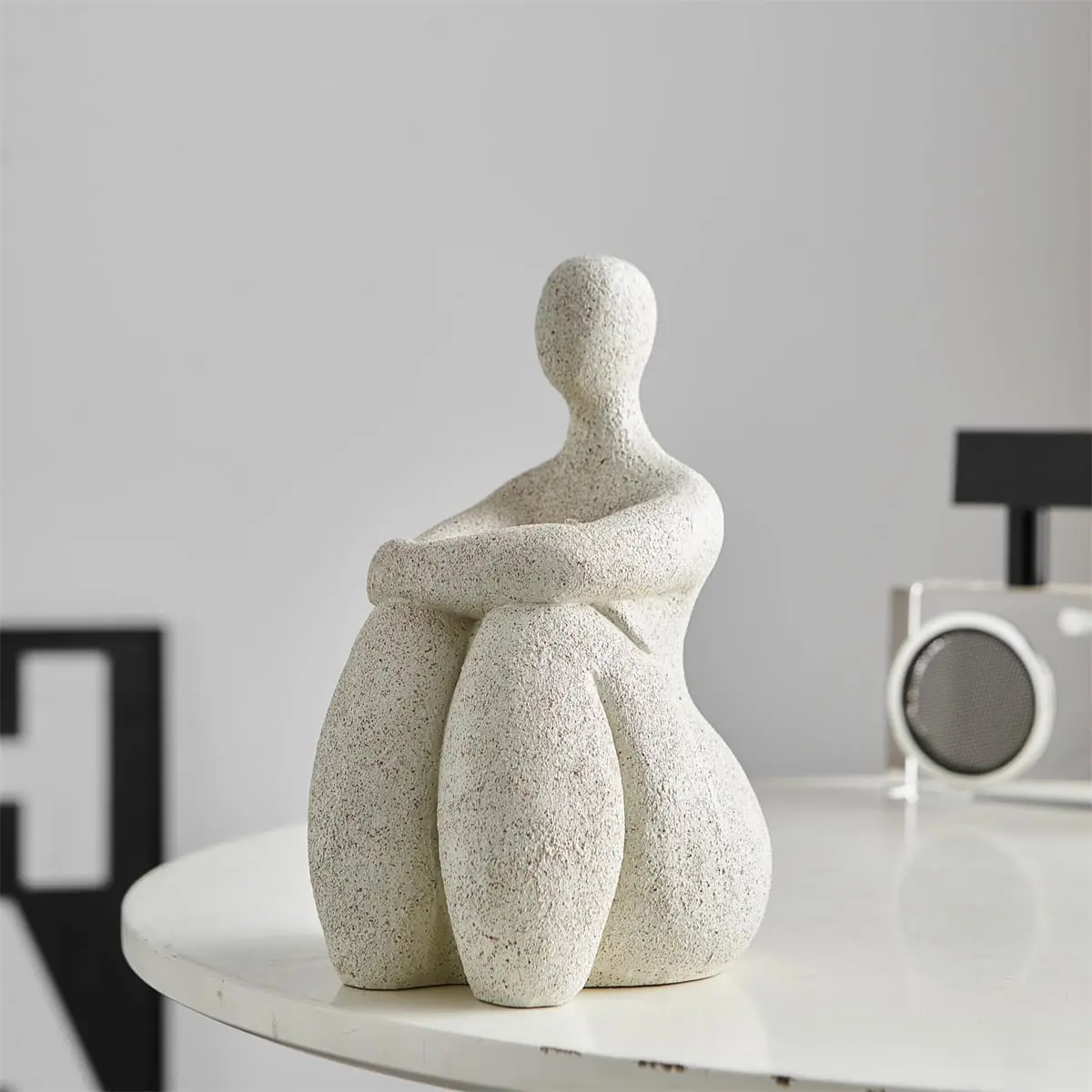 AWNR Women's Artistic Curve Thinker Statue - White Small Decorative Eco-Friendly Fade-Resistant Home Supplies Figurine for Indoors, Bookshelf - Ideal Gift for Home Decor