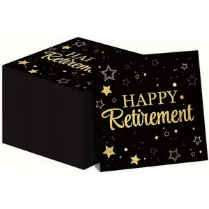 100 Pack Black Gold Retirement Paper Napkins, Happy Farewell We Will Miss You Napkins for Retirement Party Graduations Celebration Decorations Supplies Favors for Retired Teacher Decor