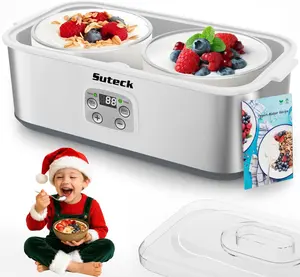 Slendor Automatic Yogurt Maker Machine with 2/8 Glass Jars - Adjustable Temperature and Time Control for Homemade Yogurt，Suitable for Christmas Parties