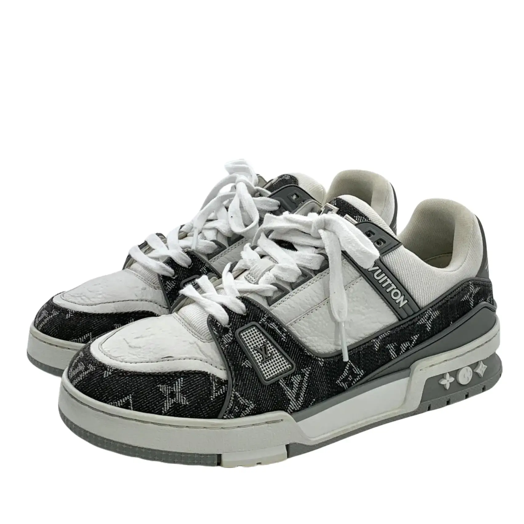 RDLT-Louis Vuitton Size 39 Trainer Black & White Monogram Lace-Up Flat Sneakers Full Set-H37074