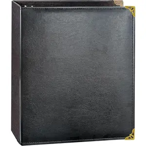 Leather 3 Ring Binder, 2 Inch D Ring, Holds 8.5" x 11" Paper Letter Size, Brass Corner Protectors, Faux Leather Cover, Professional Office & School Binder (1 Pack, Black, 2 Inch)