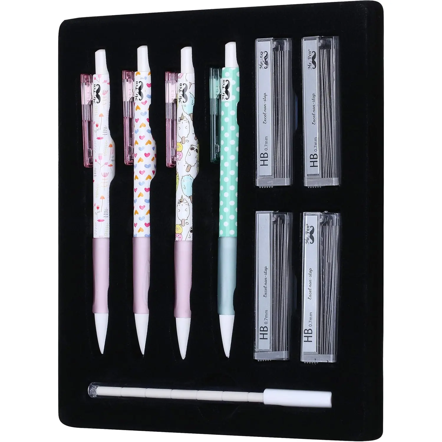 Aesthetic Cute Design Mechanical Pencils with Eraser - 0.7mm, 16-Count Writing Stationery, Back to School School Supplies for Girls